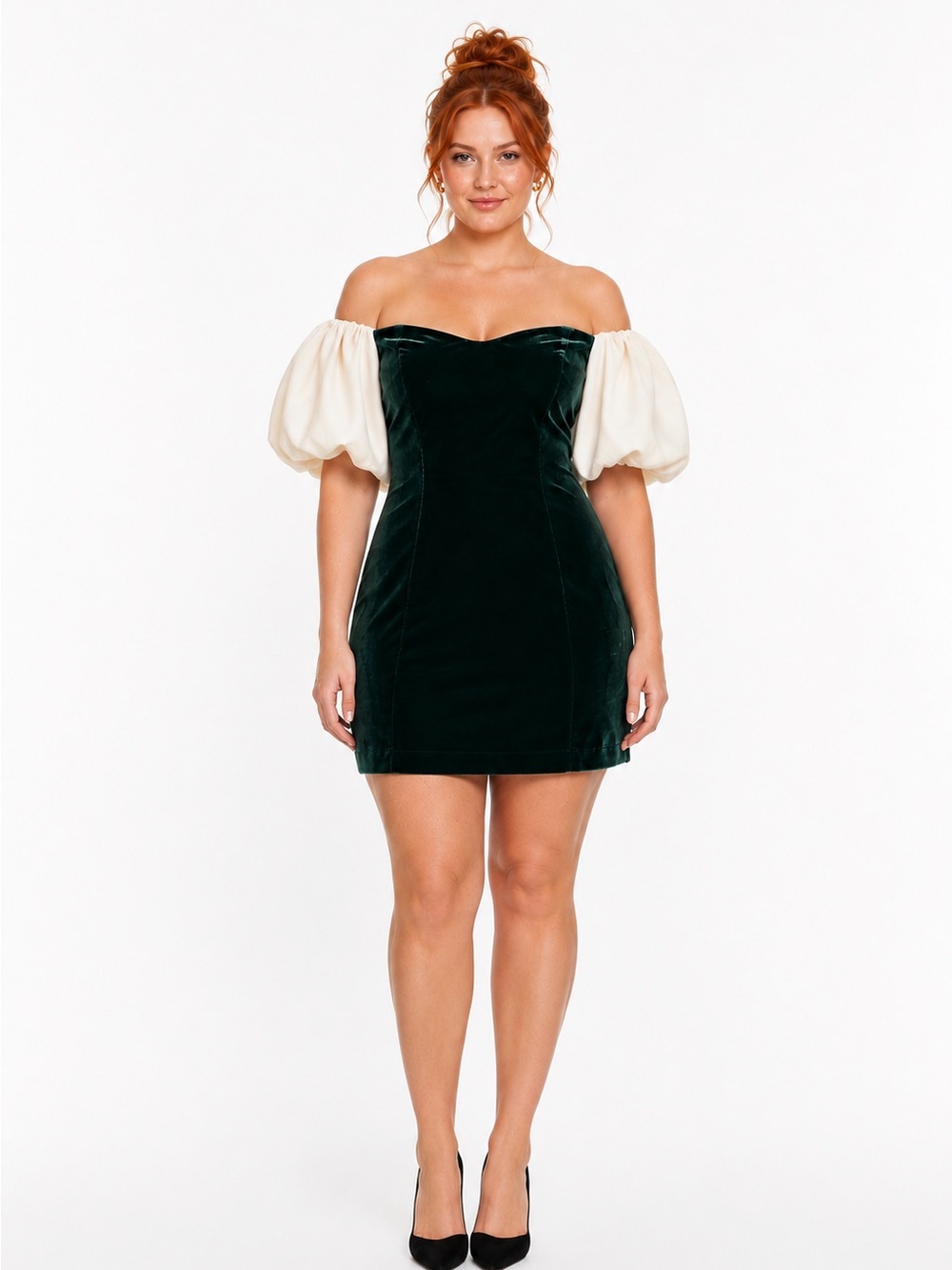 Rhode Dali Dress Off-Shoulder Emerald Velvet Mini Vampire Whimsigoth